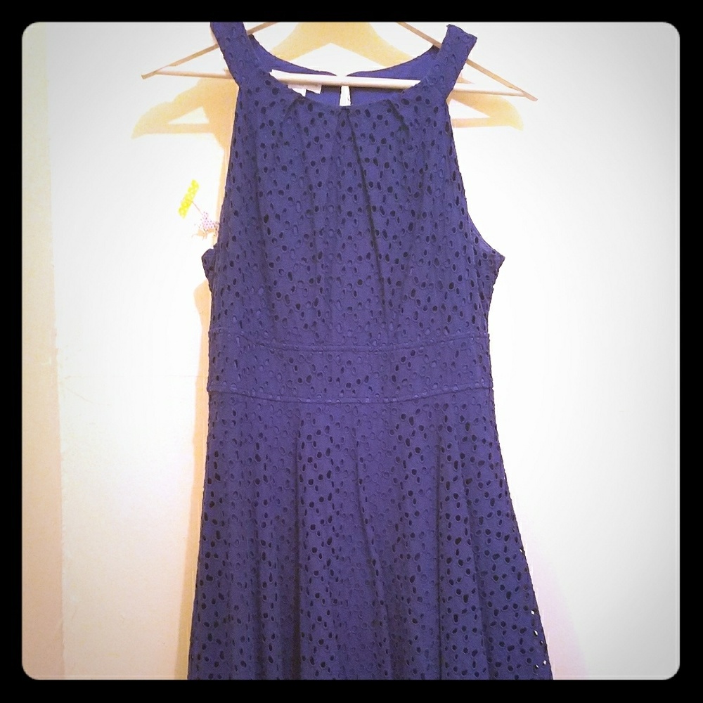 London Petites Navy Eyelet Dress